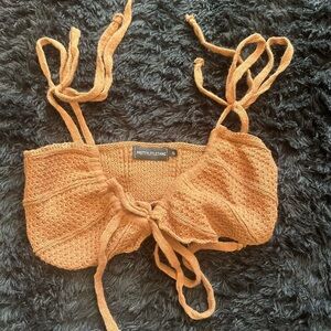 PrettyLittleThing Brown Knit Top and Skirt